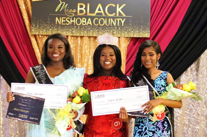 Pictured are, from left, Marlee Washington, first runner up; Samiyah Culberson, Miss Black Neshoba County 2022; and Imaria Wilson, second runner up.